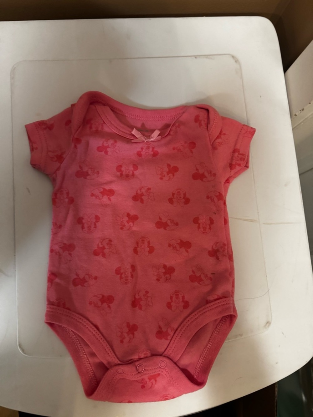 Disney Pink Short-Sleeve Baby Bodysuit with Character Print